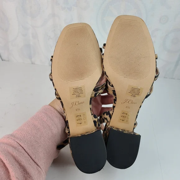 J. Crew Odette suede leather leopard print strappy block heeled sandals 8.5 - Picture 12 of 12